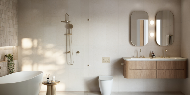 Sana Miami Ensuite with Double Vanity and Freestanding Bath